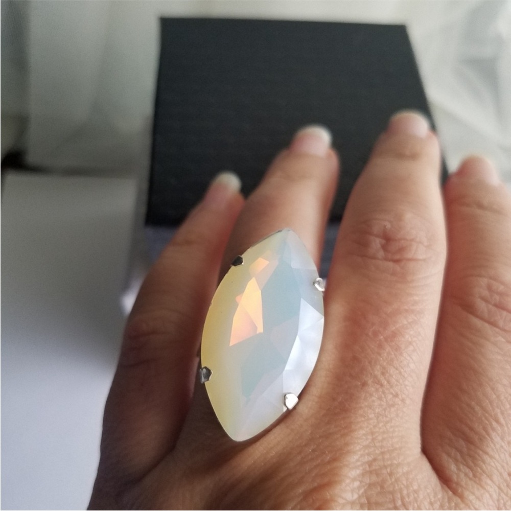 Swarovski Elements Huge Moonlight Marquis Statement Ring NWT